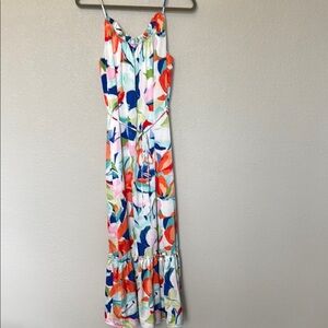 Nicole Miller Floral Maxi Dress with Spaghetti Straps - Size Large